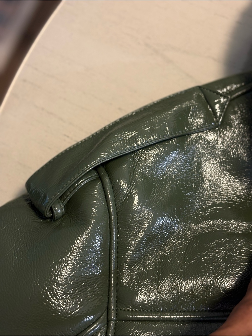 NWT Fashion Nova Green Cropped Faux Leather Bomber Jacket w/Faux Fur Trim SZ L - Picture 9 of 16